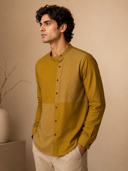 Mustard Yellow Malai Cotton Shirt (The Ochre Horizon) - MM0935