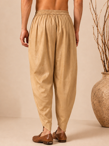 Gold Chanderi Dhoti Pant (Antique Gold) - MMDHOTI013