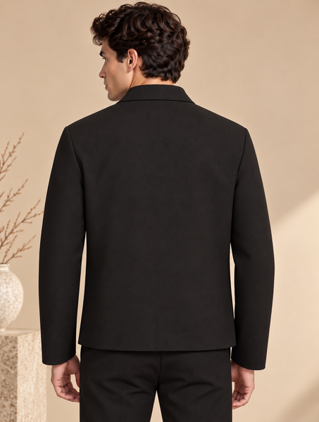 Black & Grey Malai Cotton Bomber Jacket (Onyx Terrazzo) - MMBJ057