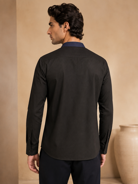 Black Malai Cotton Shirt (The Black Sesame) - MM0941