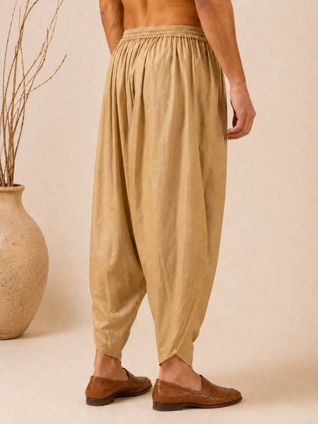 Gold Chanderi Dhoti Pant (Antique Gold) - MMDHOTI013