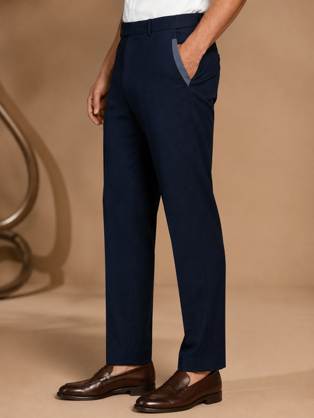 Navy Blue Linen Pants (Blue Caviar & Smoked Slate) - MMPCUS005
