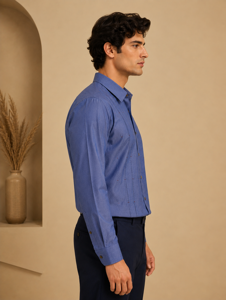 Denim Blue Malai Cotton Shirt (The Steel Blue) - MM0940