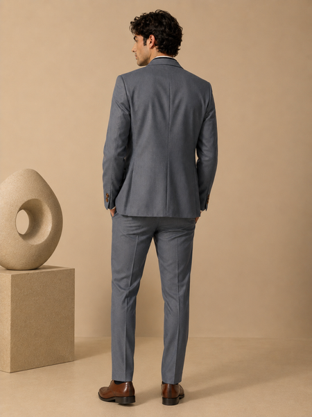 Stone Grey Linen Blazer & Pant Set (Smoked Earl Grey) - MMJCUS008