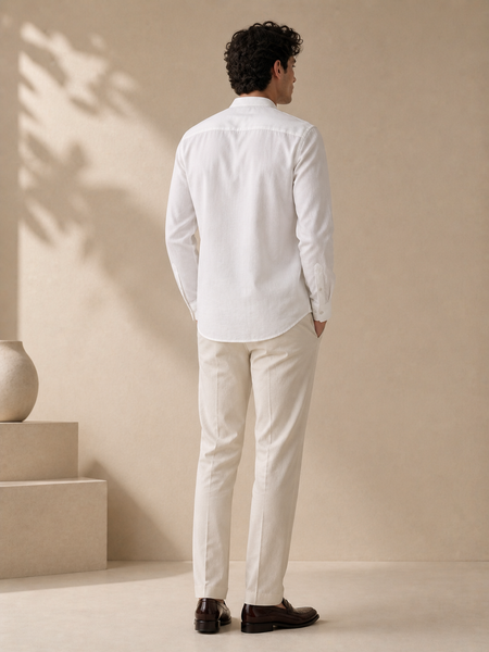 White Malai Cotton Shirt (Frosted Coconut Meridian) - MM0928