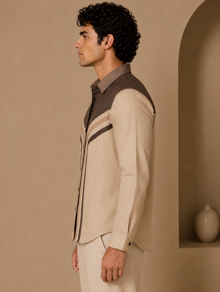Khaki Malai Cotton Shirt (Smoked Almond & Cacao) - MM0930
