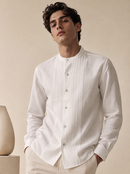 White Malai Cotton Shirt (Frosted Coconut Meridian) - MM0928