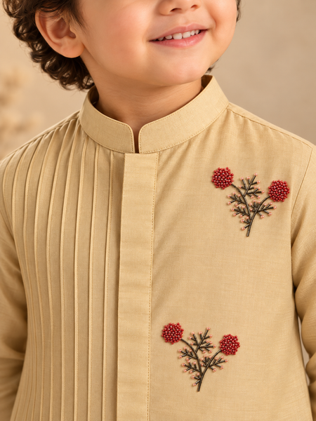 Beige Cotton/Silk Kurta Set (The Little Sandstone) - MMKWCUS010