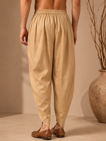 Gold Chanderi Dhoti Pant (Antique Gold) - MMDHOTI013