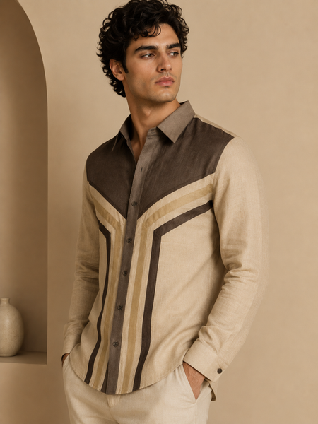 Khaki Malai Cotton Shirt (Smoked Almond & Cacao) - MM0930