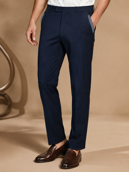 Navy Blue Linen Pants (Blue Caviar & Smoked Slate) - MMPCUS005