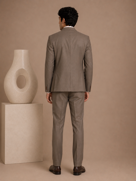 Camel Colour Italian Wool Blazer & Pant Set (Sandstone Baroque Kinetic) - MMJCUS006