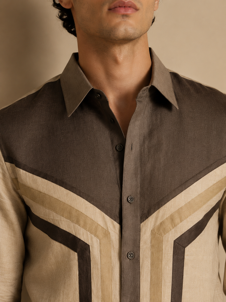 Khaki Malai Cotton Shirt (Smoked Almond & Cacao) - MM0930