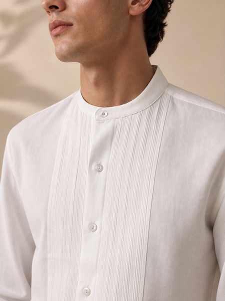 White Malai Cotton Shirt (Frosted Coconut Meridian) - MM0928