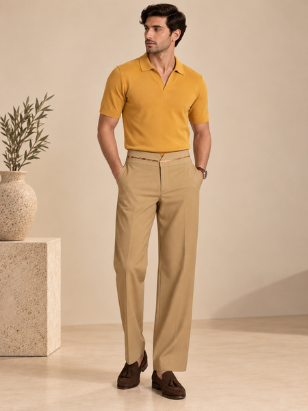 Beige Malai Cotton Pant (The Camel Cross-Over) - MMP0147
