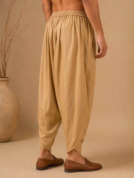Gold Chanderi Dhoti Pant (Antique Gold) - MMDHOTI013