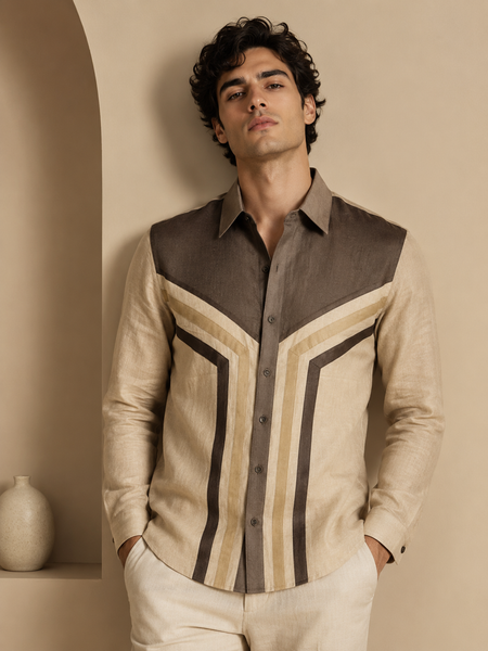 Khaki Malai Cotton Shirt (Smoked Almond & Cacao) - MM0930