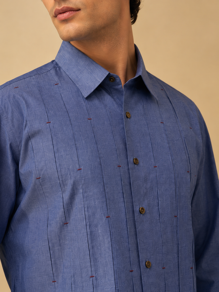 Denim Blue Malai Cotton Shirt (The Steel Blue) - MM0940