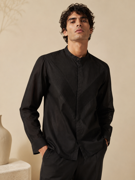 Black Malai Cotton Shirt (Charcoal Sovereign) - MM0925