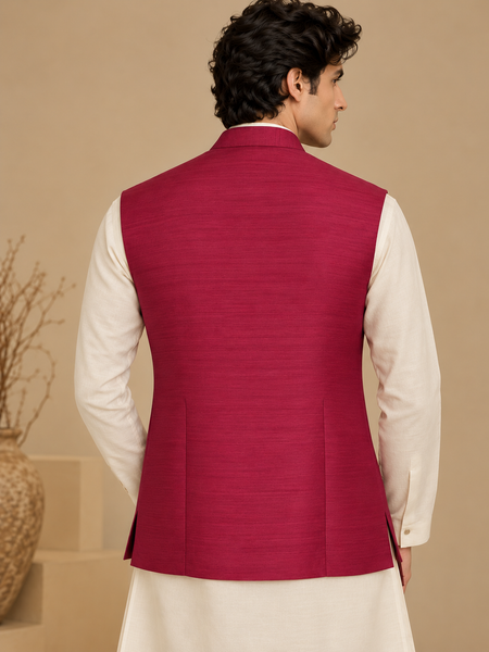 Wine Bemberg Silk Modi Jacket (The Spiced Mulberry) - MMWCCUS001