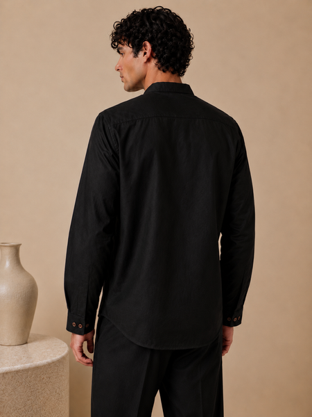 Black Malai Cotton Shirt (Charcoal Sovereign) - MM0925