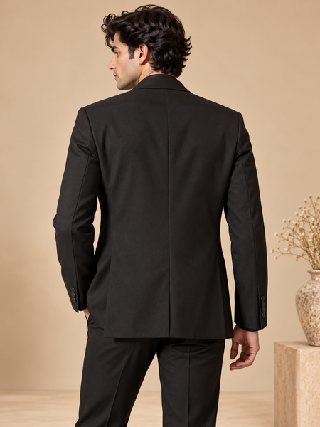 Black Super Wool Blazer ( The Royal Noir) - MMJCUS007
