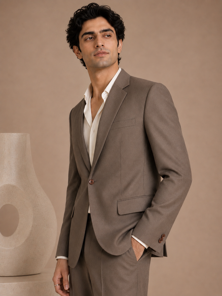 Camel Colour Italian Wool Blazer (Sandstone Baroque Kinetic) - MMJCUS004