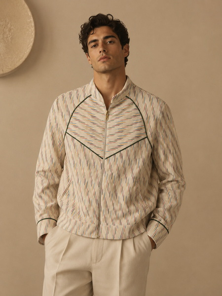 Cream Ikkat  Cotton (The Prism) - MMBJ054