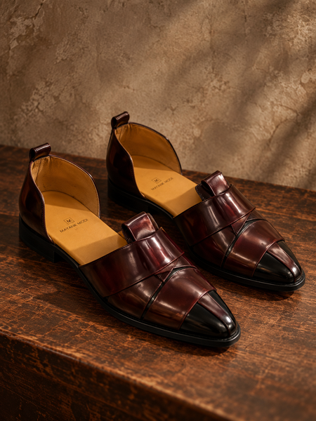 Men's Sandals in Malt Brown Leather - MMFT020
