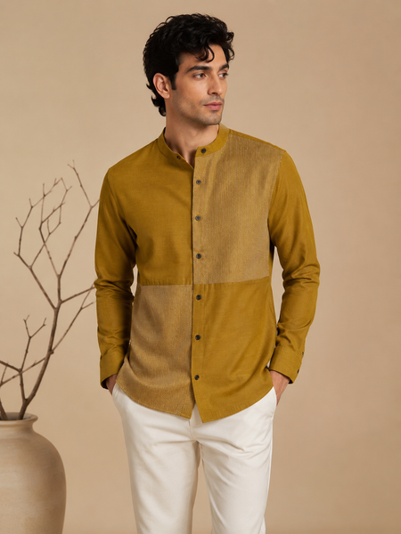 Mustard Yellow Malai Cotton Shirt (The Ochre Horizon) - MM0935