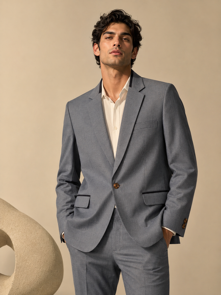 Grey Linen Blazer (Smoked Earl Grey) - MMJCUS005