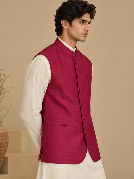 Wine Bemberg Silk Modi Jacket (The Spiced Mulberry) - MMWCCUS001