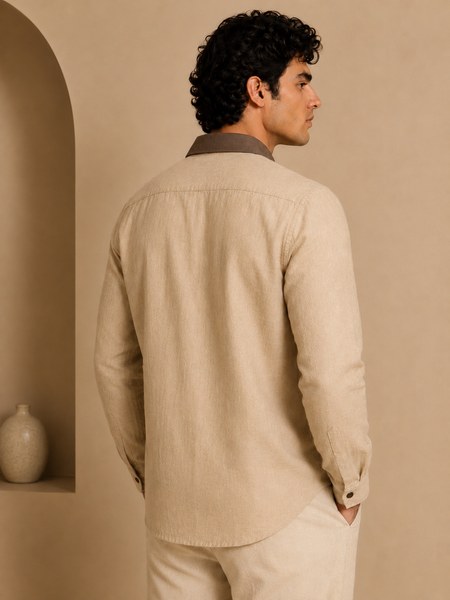 Khaki Malai Cotton Shirt (Smoked Almond & Cacao) - MM0930