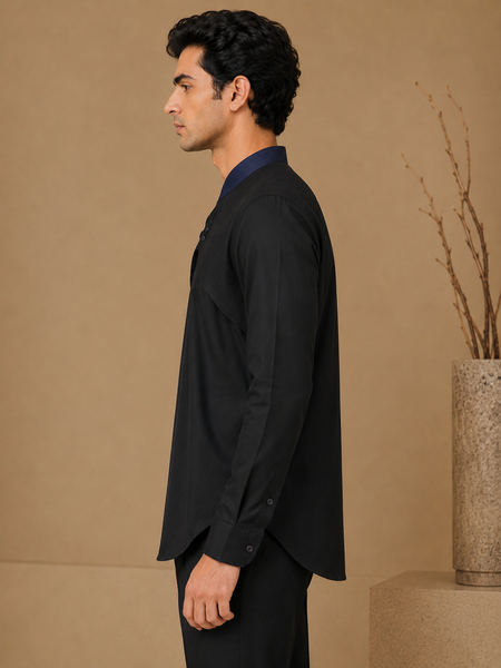 Black Malai Cotton Shirt (The Black Sesame) - MM0941