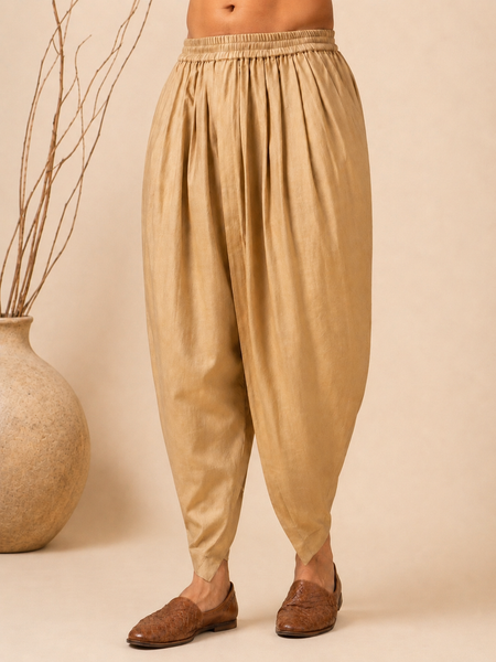 Gold Chanderi Dhoti Pant (Antique Gold) - MMDHOTI013