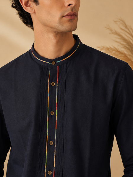 Blue Malai Cotton/Chanderi Shirt - MM0938
