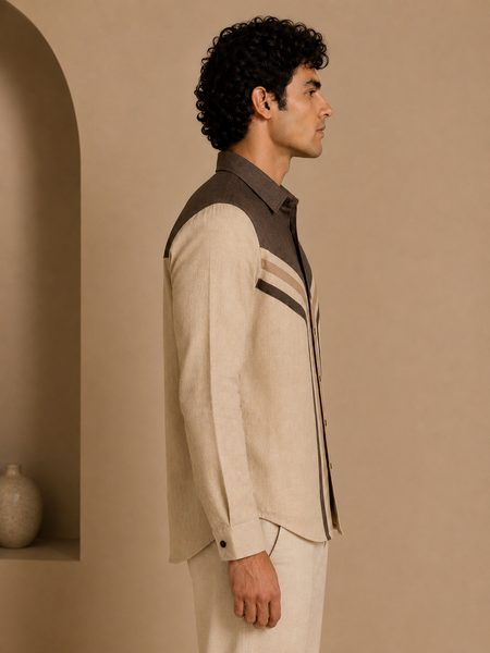 Khaki Malai Cotton Shirt (Smoked Almond & Cacao) - MM0930