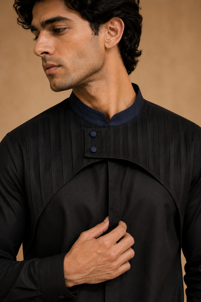 Black Malai Cotton Shirt (The Black Sesame) - MM0941