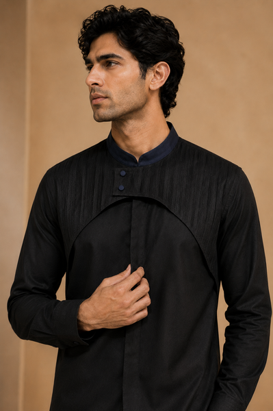 Black Malai Cotton Shirt (The Black Sesame) - MM0941