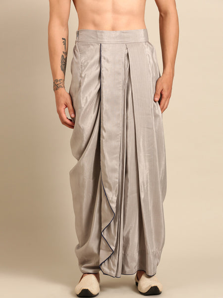 Silver Grey Cotton Silk Dhoti Pant (The Moonlit Slate) - MMDHOTI014