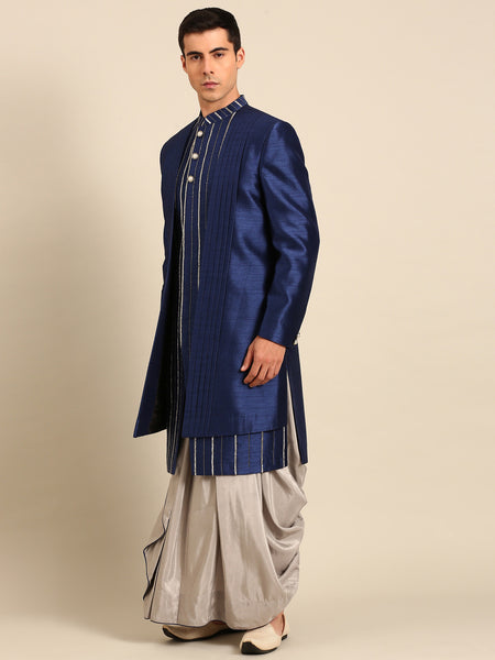 Silver Grey Cotton Silk Dhoti Pant (The Moonlit Slate) - MMDHOTI014