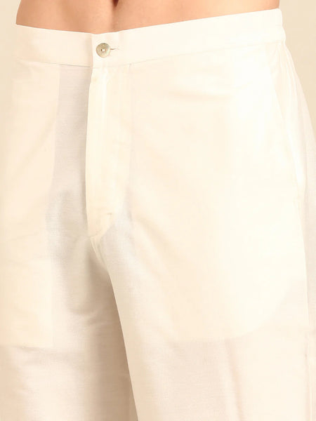 Beige Bemberg Silk Kurta Set (Sand Luxe) - MMK0662