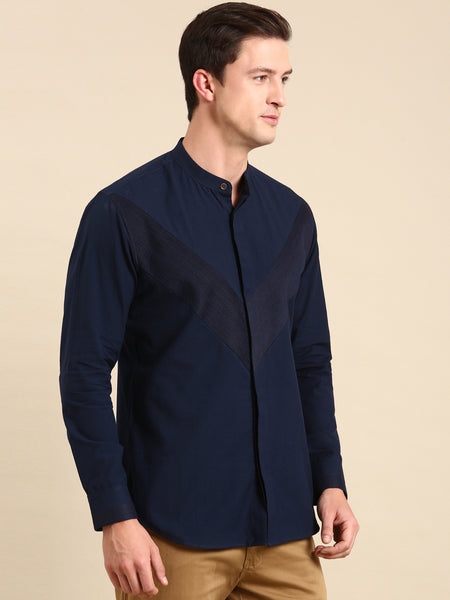 Navy blue Malai Cotton Shirt - MM0853
