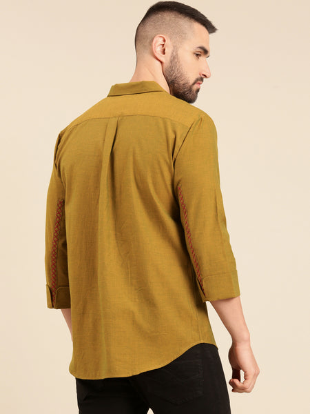 Mustard Green Malai Cotton Shirt - MM0857