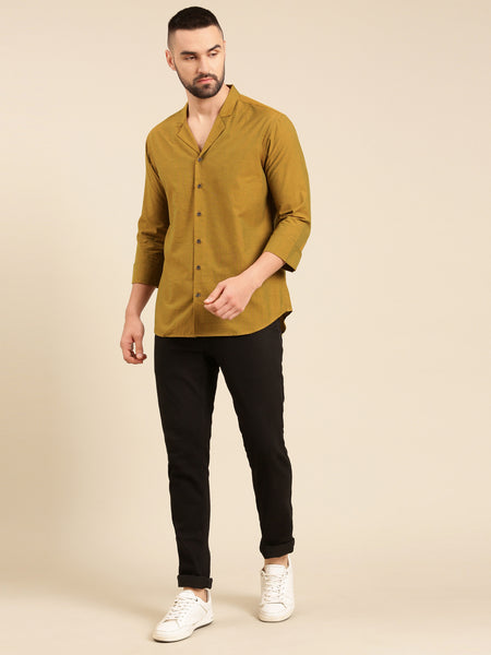 Mustard Green Malai Cotton Shirt - MM0857