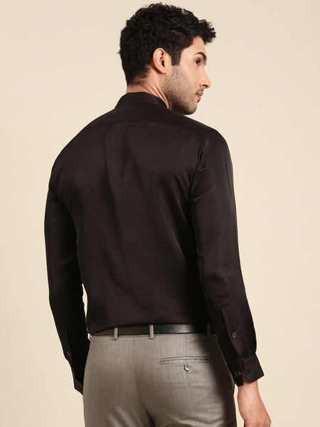 Classic Silk Cotton Black Shirt - MM0878