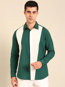 Teal- White Malai Cotton Shirt - MM0906