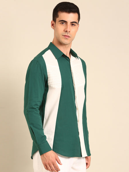 Teal- White Malai Cotton Shirt - MM0906