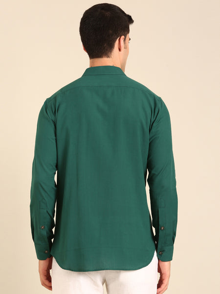 Teal- White Malai Cotton Shirt - MM0906
