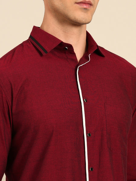 Maroon Malai Cotton Shirt  -  MM0912